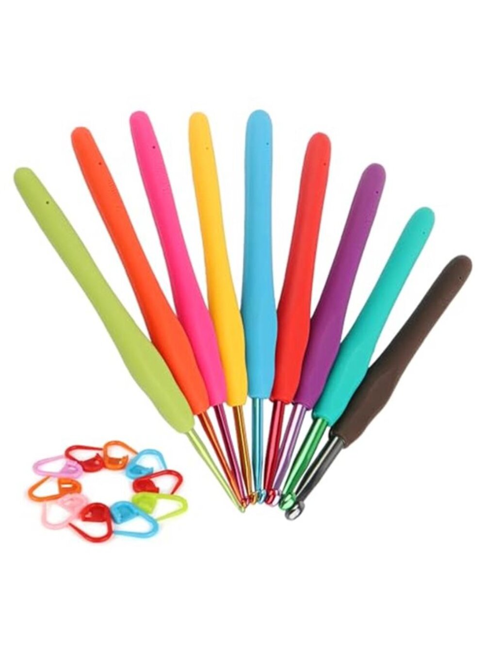 Ergonomic Crochet Hook Set Soft Grip Aluminum Crochet Needles 9 Piece Kit